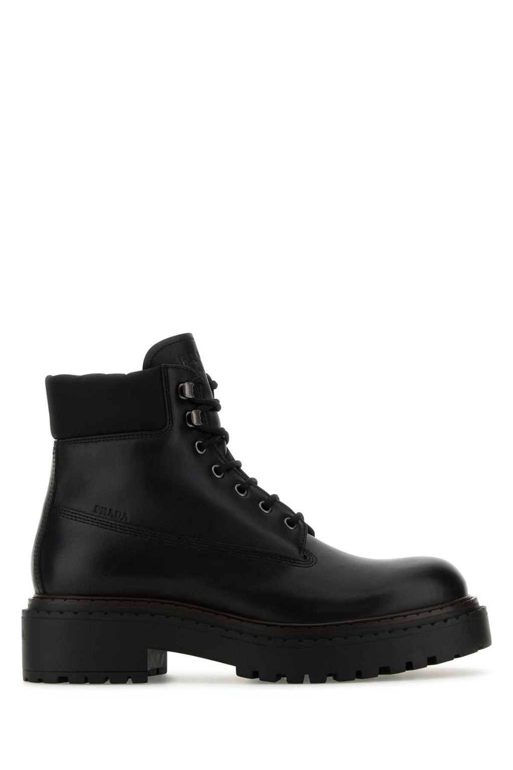 Prada Men Black Leather Ankle Boots