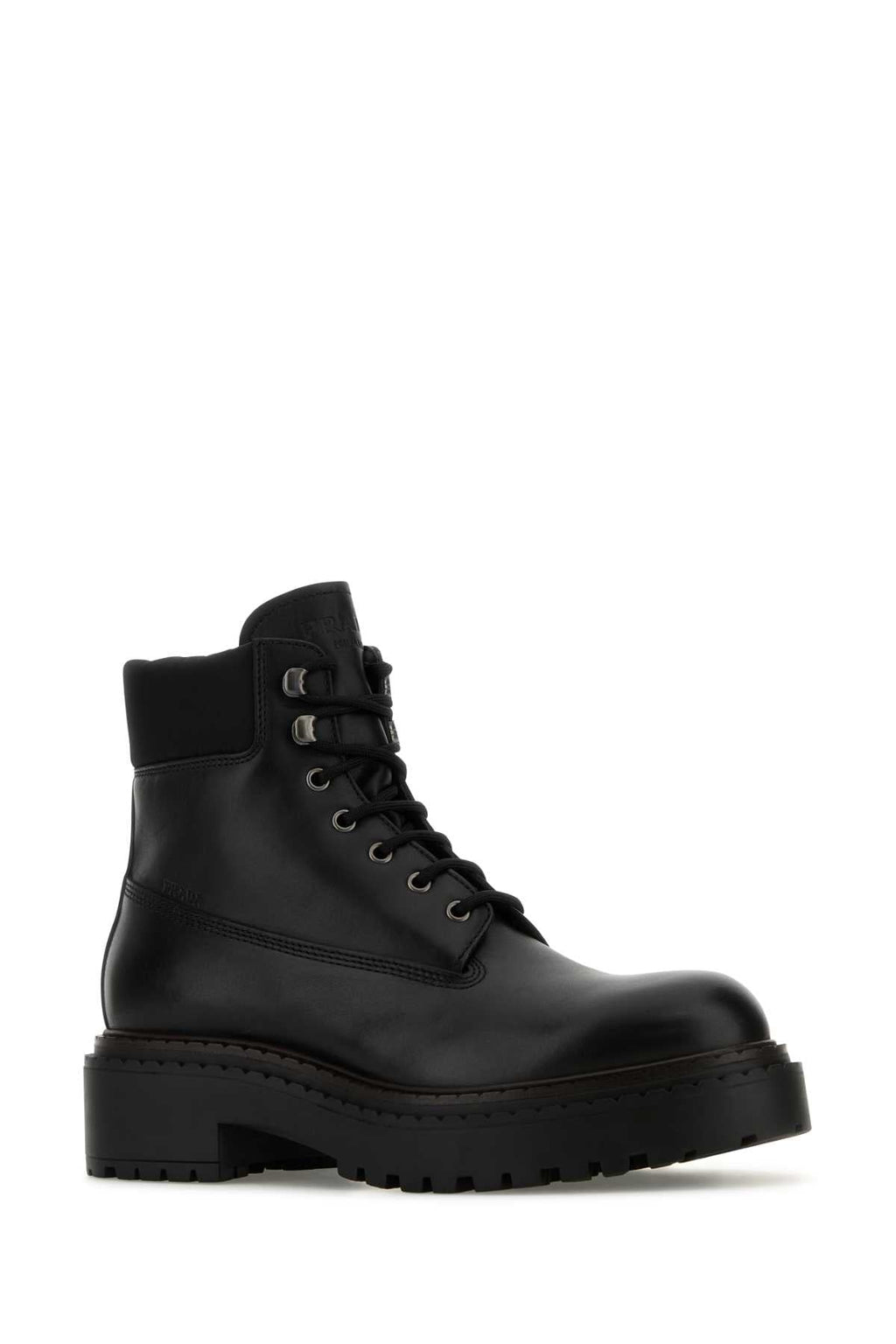 Prada Men Black Leather Ankle Boots