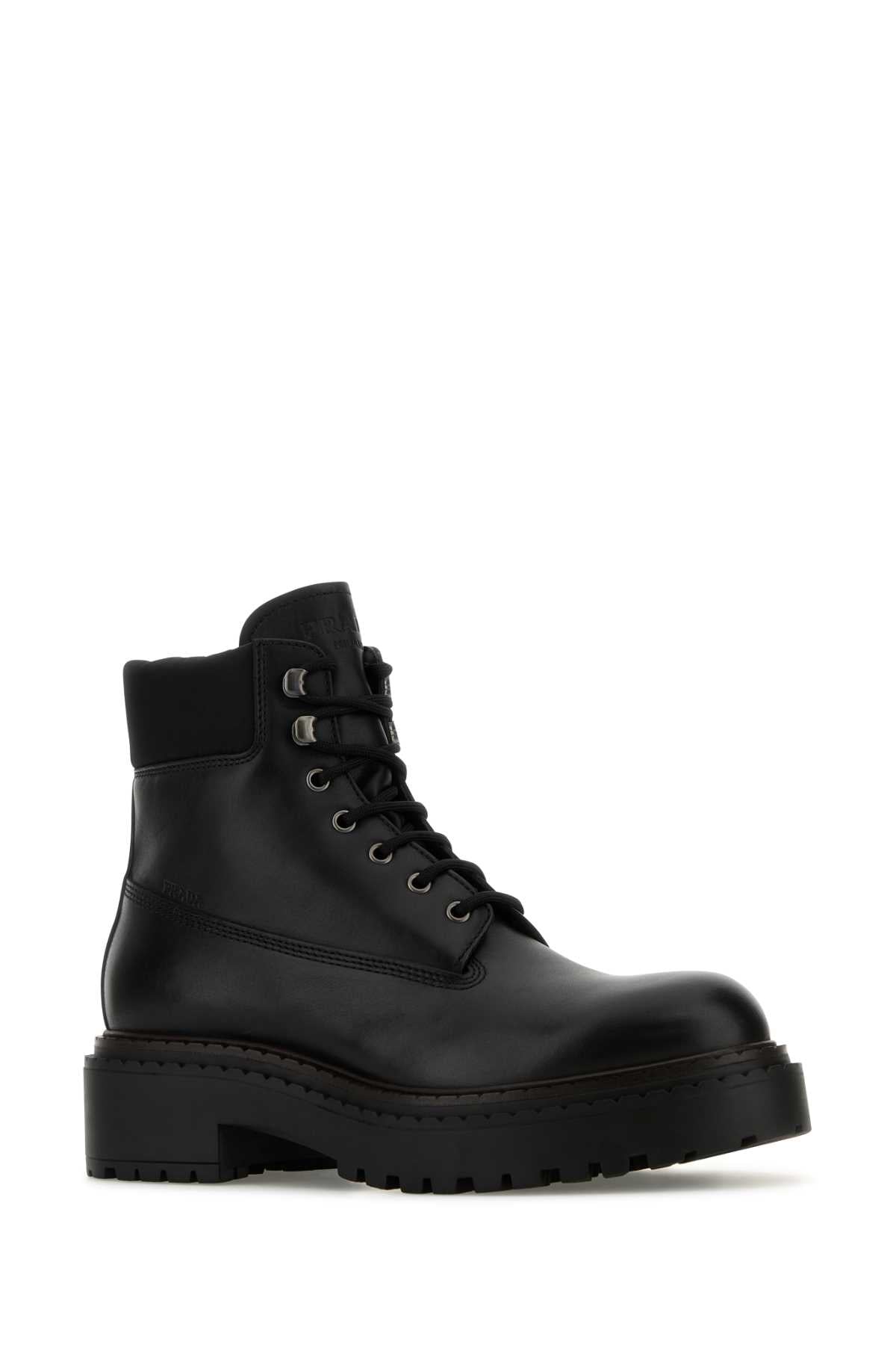 Prada Men Black Leather Ankle Boots