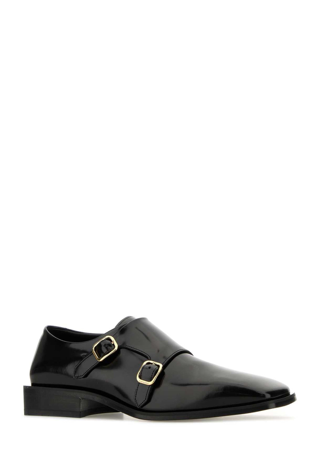 Salvatore Ferragamo Men Black Leather Caracas Monk Strap Shoes