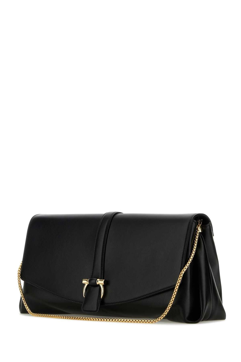 Bolsa transversal grande feminina Salvatore Ferragamo em couro preto.