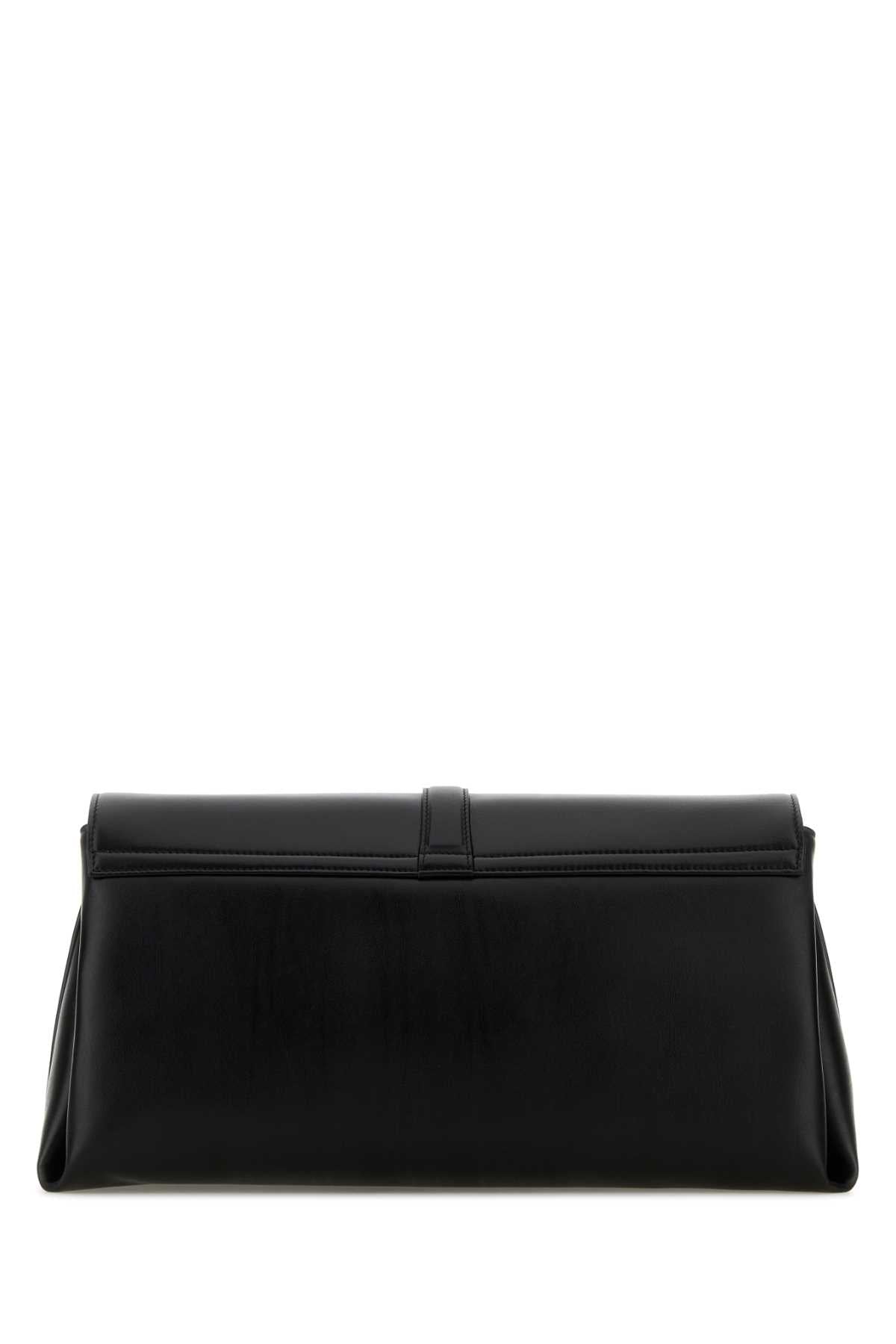 Bolsa transversal grande feminina Salvatore Ferragamo em couro preto.