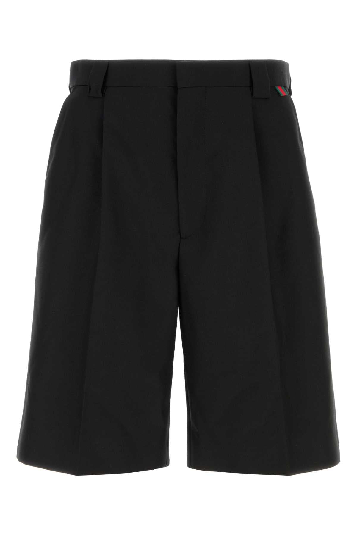 Gucci Men Black Twill Bermuda Shorts