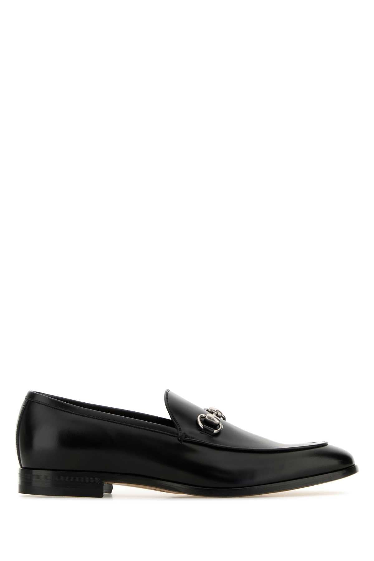 Gucci Men Black Leather Loafers