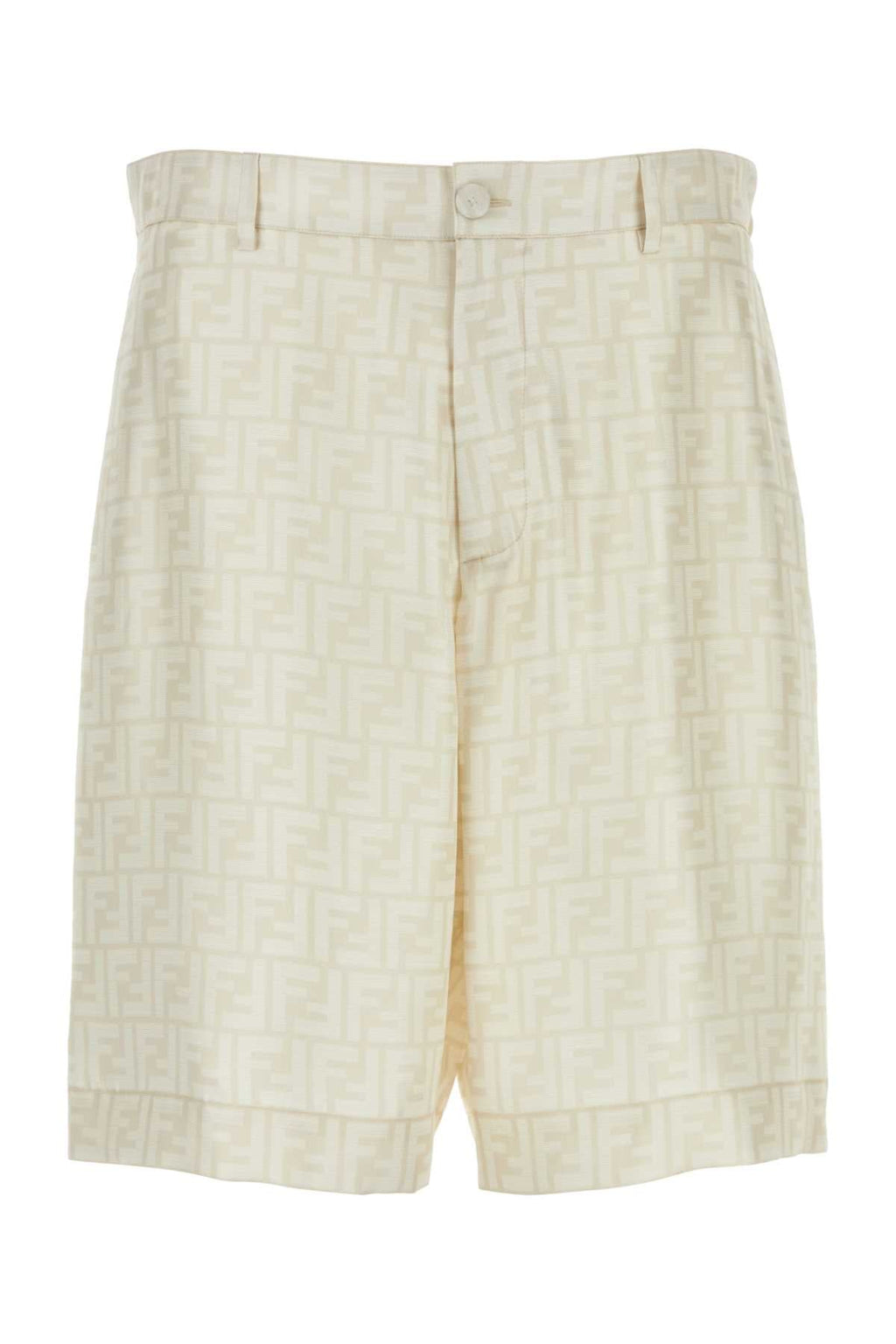 Fendi Men Embroidered Silk Bermuda Shorts