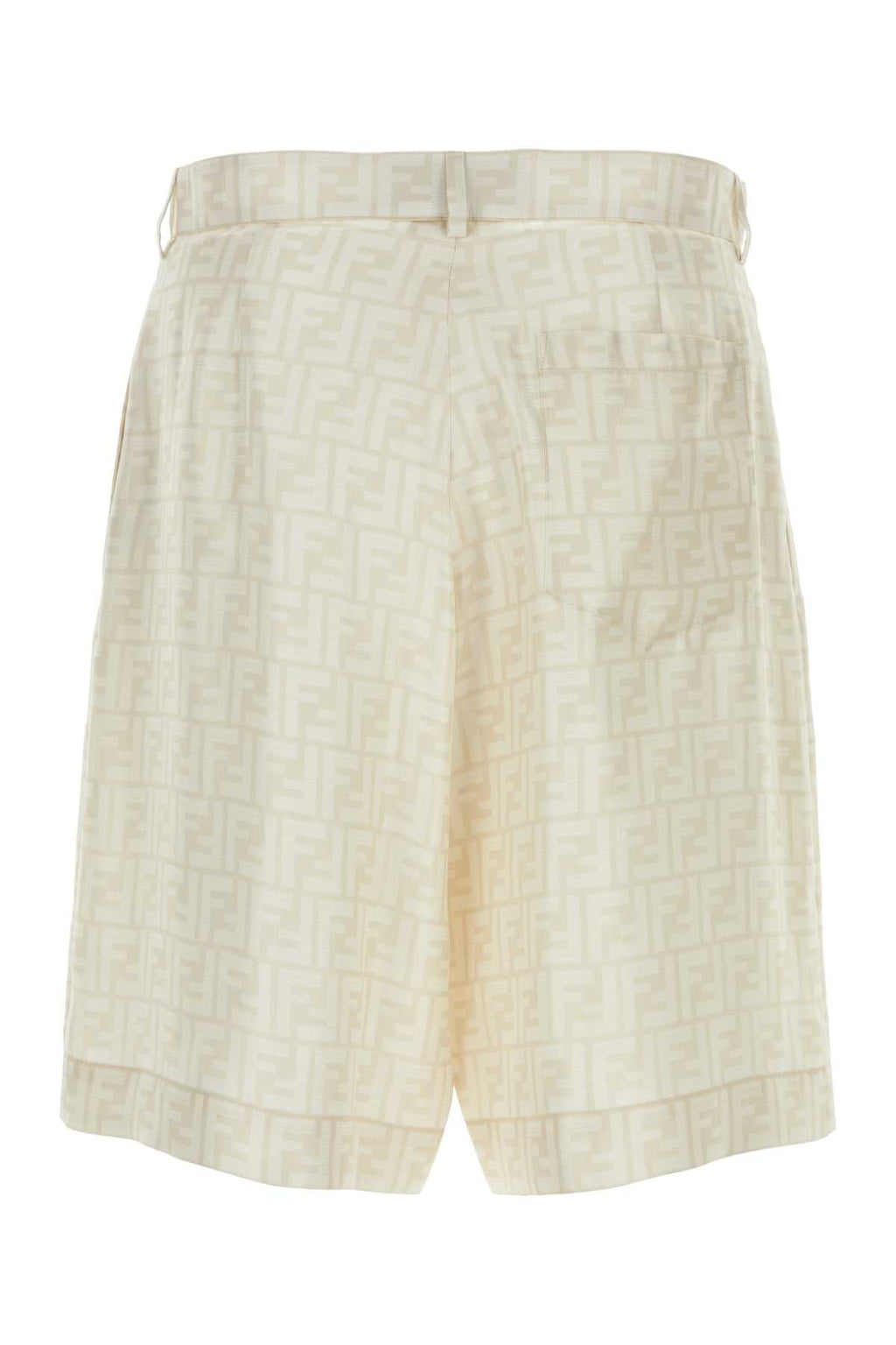Fendi Men Embroidered Silk Bermuda Shorts