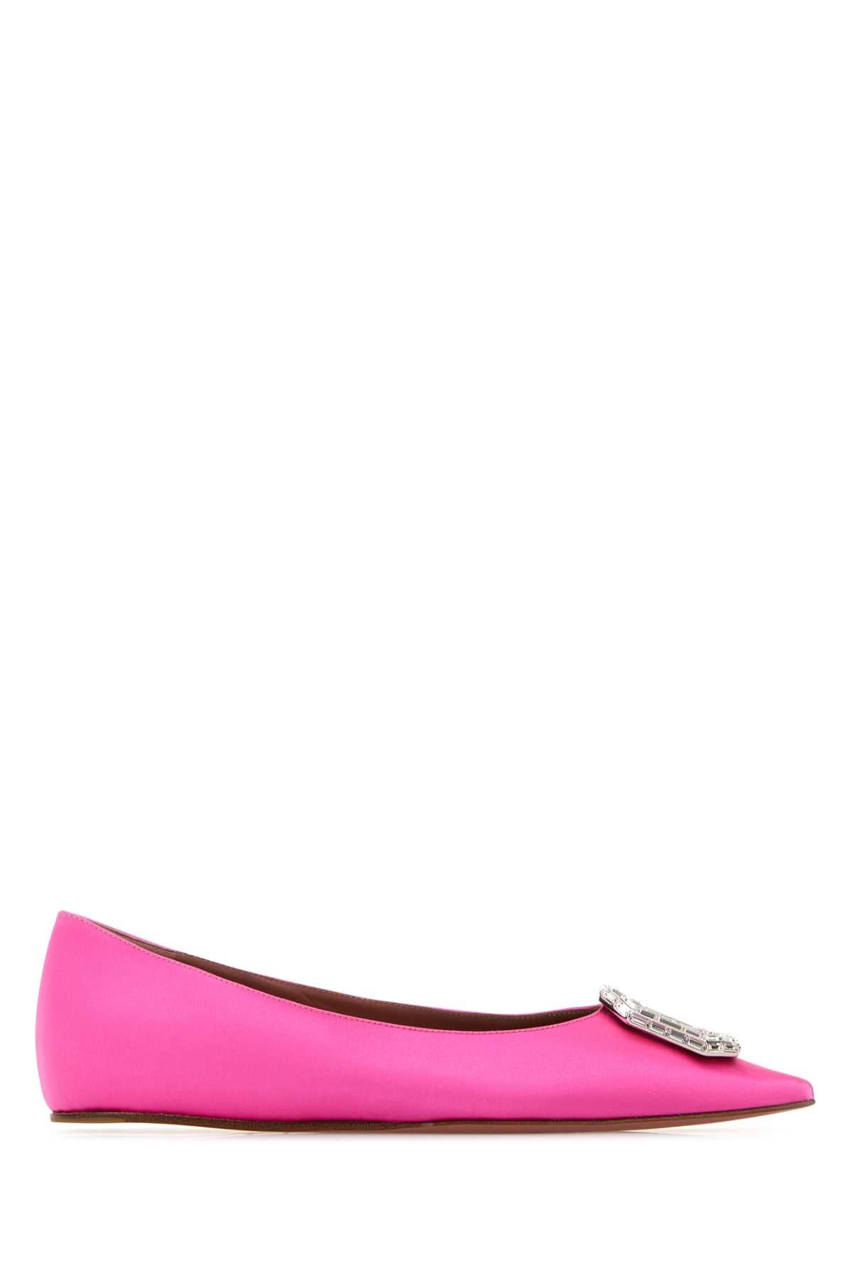 Amina Muaddi Women Fuchsia Satin Camelia Ballerinas
