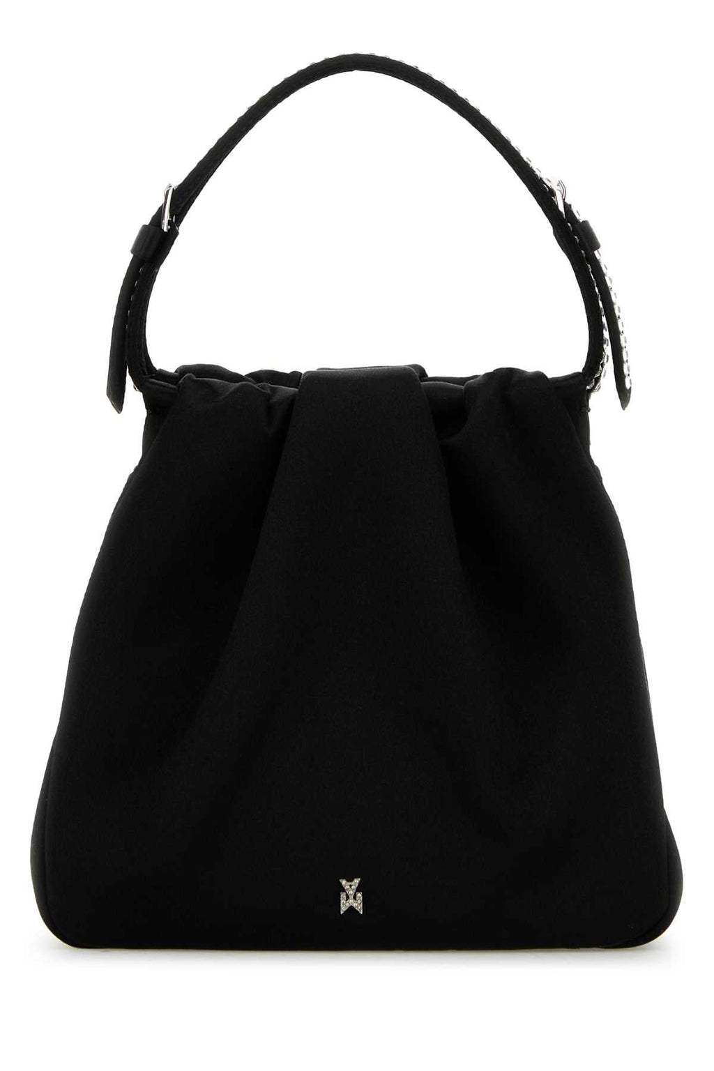 Amina Muaddi Women Black Satin Vittoria Crystal Handbag