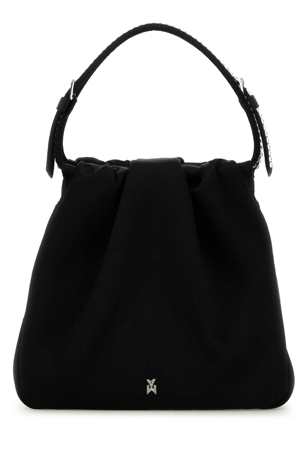 Amina Muaddi Women Black Satin Vittoria Crystal Handbag