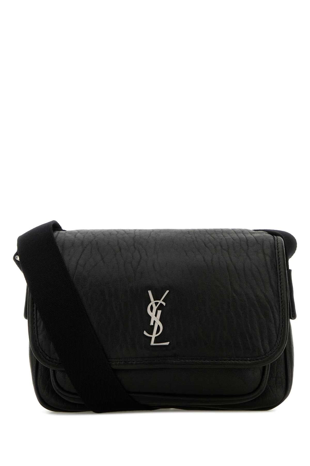 Saint Laurent Men Black Leather Small Messenger Crossbody Bag