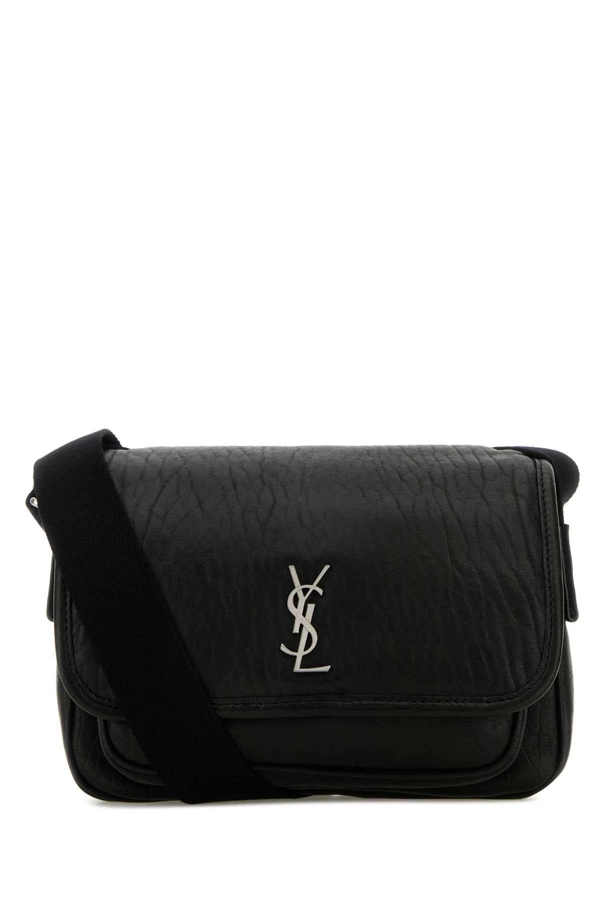 Saint Laurent Men Black Leather Small Messenger Crossbody Bag