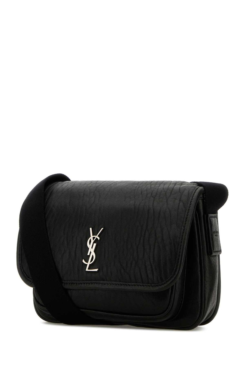 Saint Laurent Men Black Leather Small Messenger Crossbody Bag