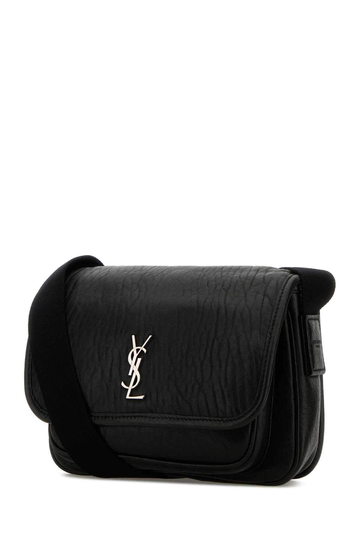 Saint Laurent Men Black Leather Small Messenger Crossbody Bag