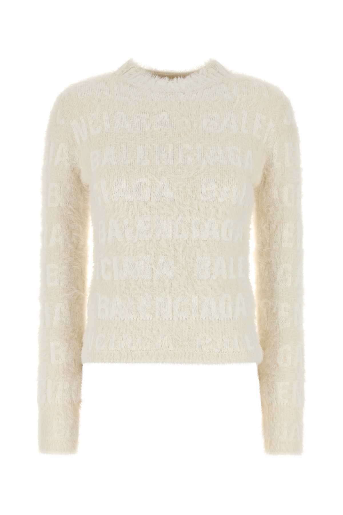 Balenciaga Women Ivory Wool Blend Sweater