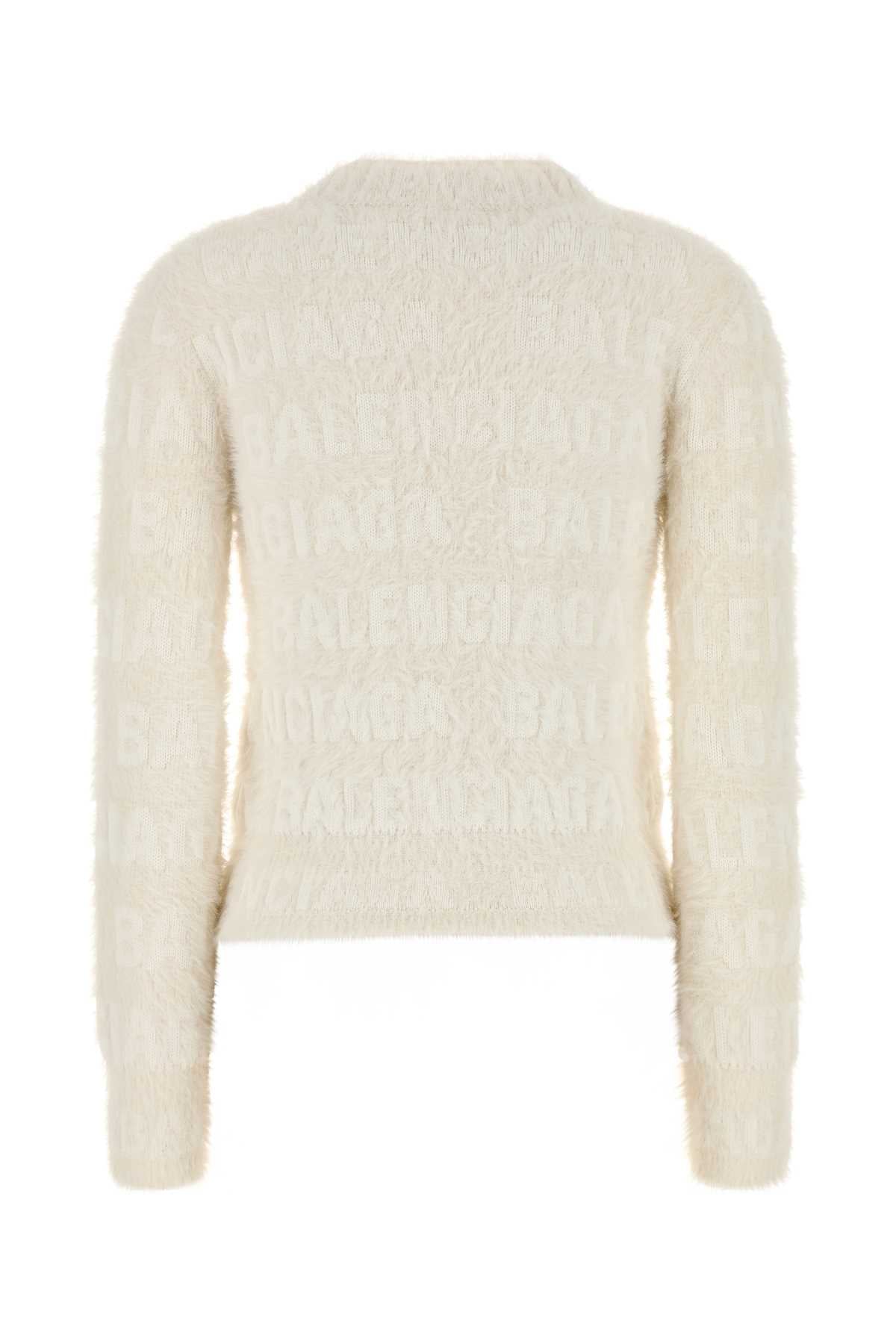 Balenciaga Women Ivory Wool Blend Sweater