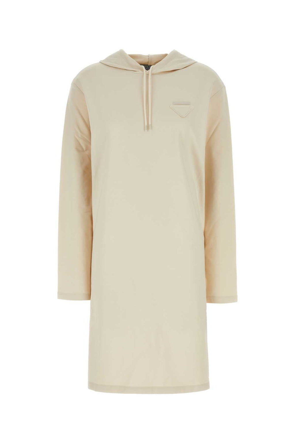 Prada Women Cream Stretch Cotton Sweatshirt Dress