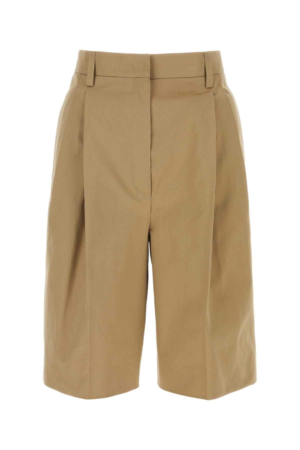 Prada Women Beige Cotton Bermuda Shorts