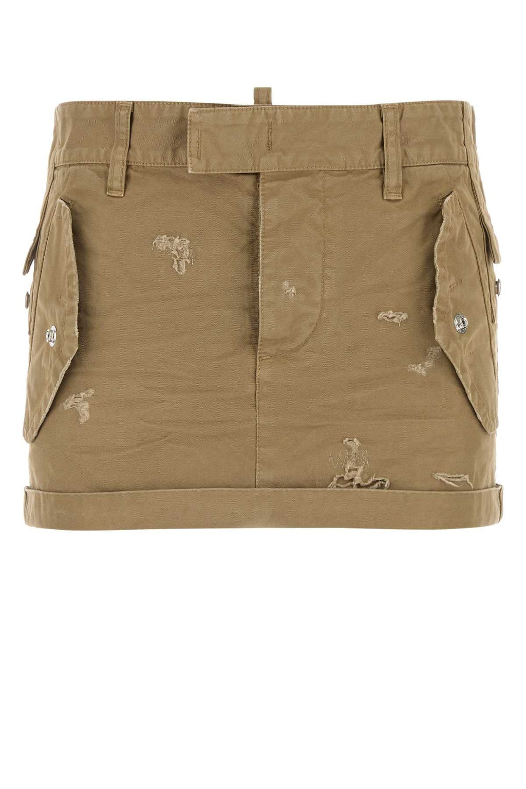 Dsquared Women Khaki Canvas Mini Skirt
