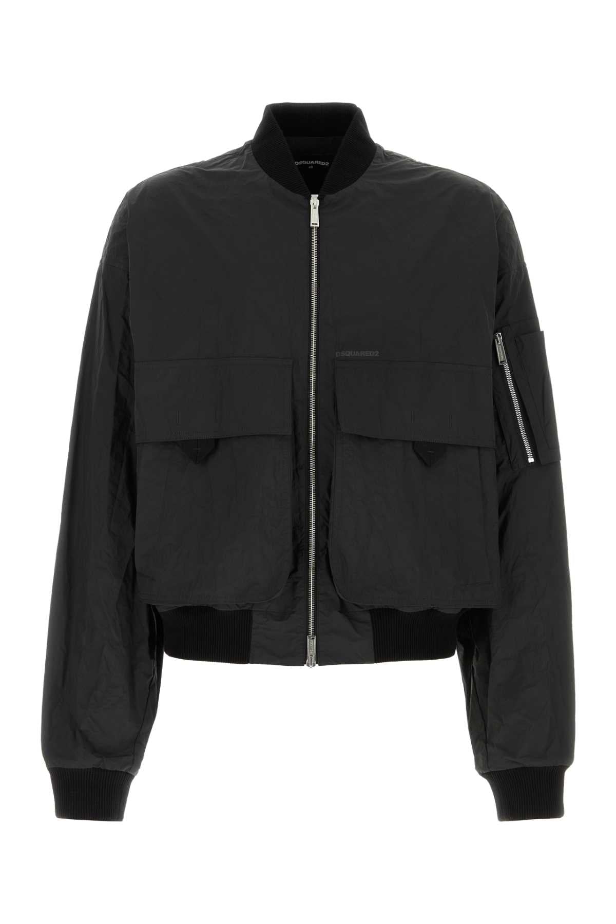 Dsquared Men Black Polyester Blend Bomber Jacket