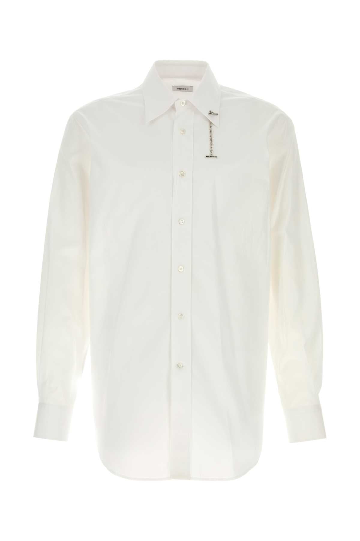 Alexander Mcqueen Men White Poplin Shirt