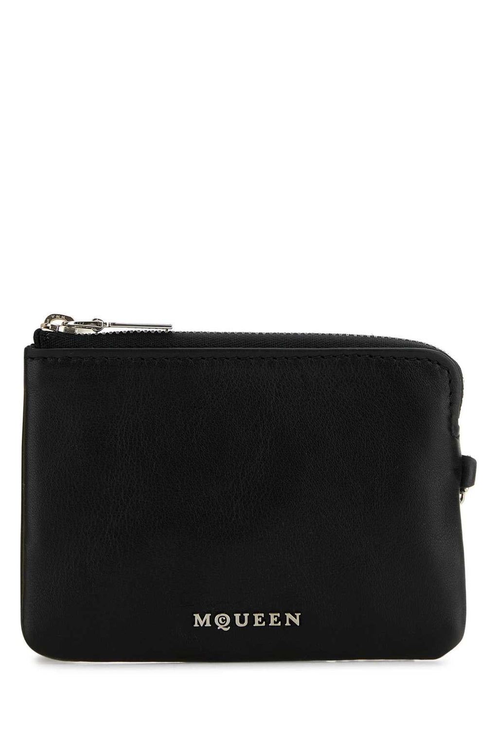 Alexander Mcqueen Women Black Leather Sling Card Holder