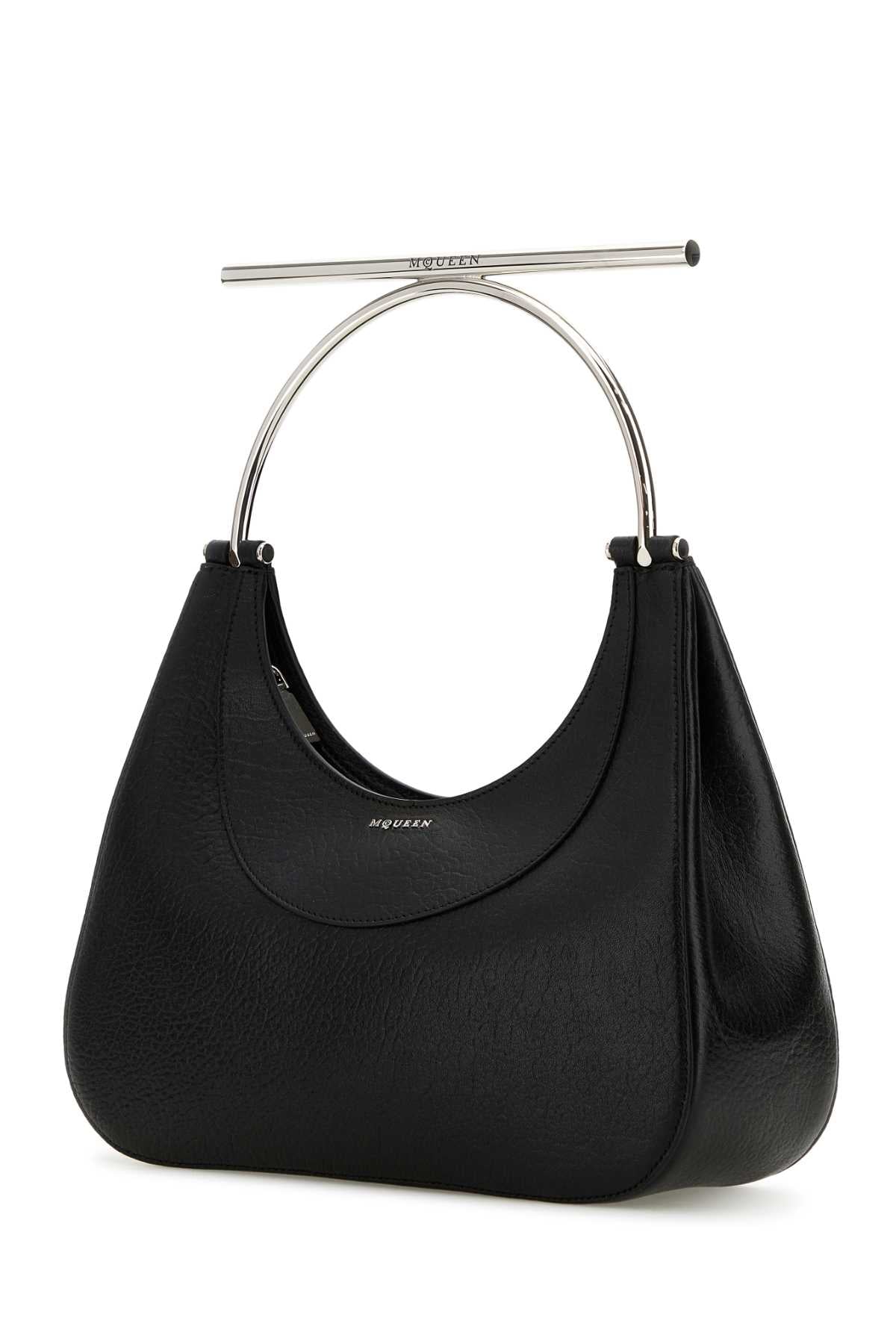 Alexander Mcqueen Women Black Leather Cross-Bar Handbag