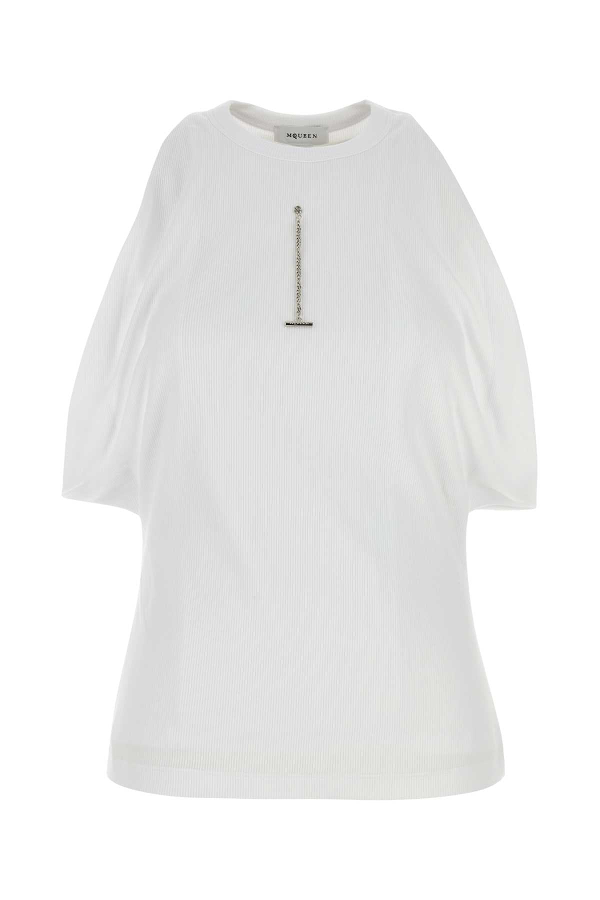 Alexander Mcqueen Women White Stretch Cotton Top