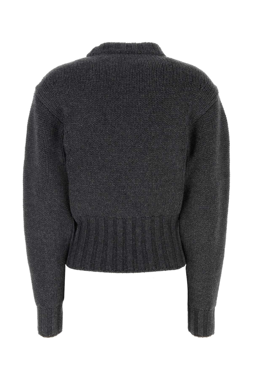 Alexander Mcqueen Women Melange Dark Grey Stretch Wool Blend Sweater