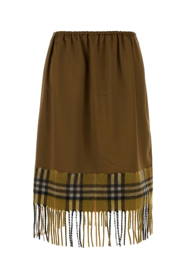 Burberry Women Biscuit Satin Skirt