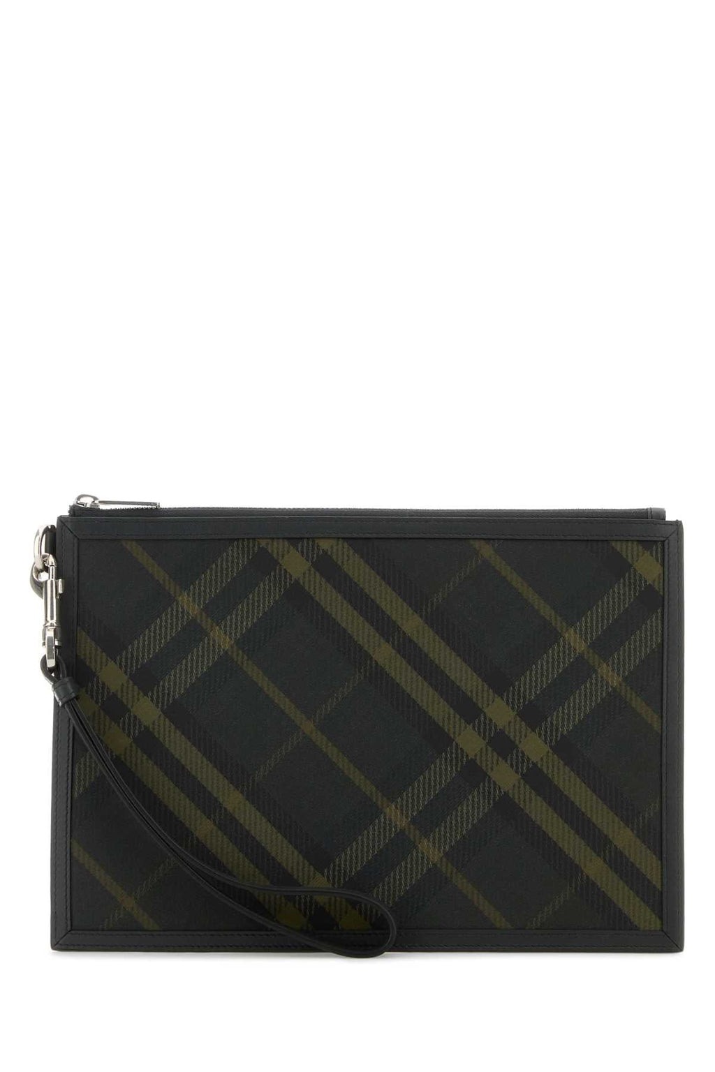 Burberry Men Embroidered Canvas Clutch