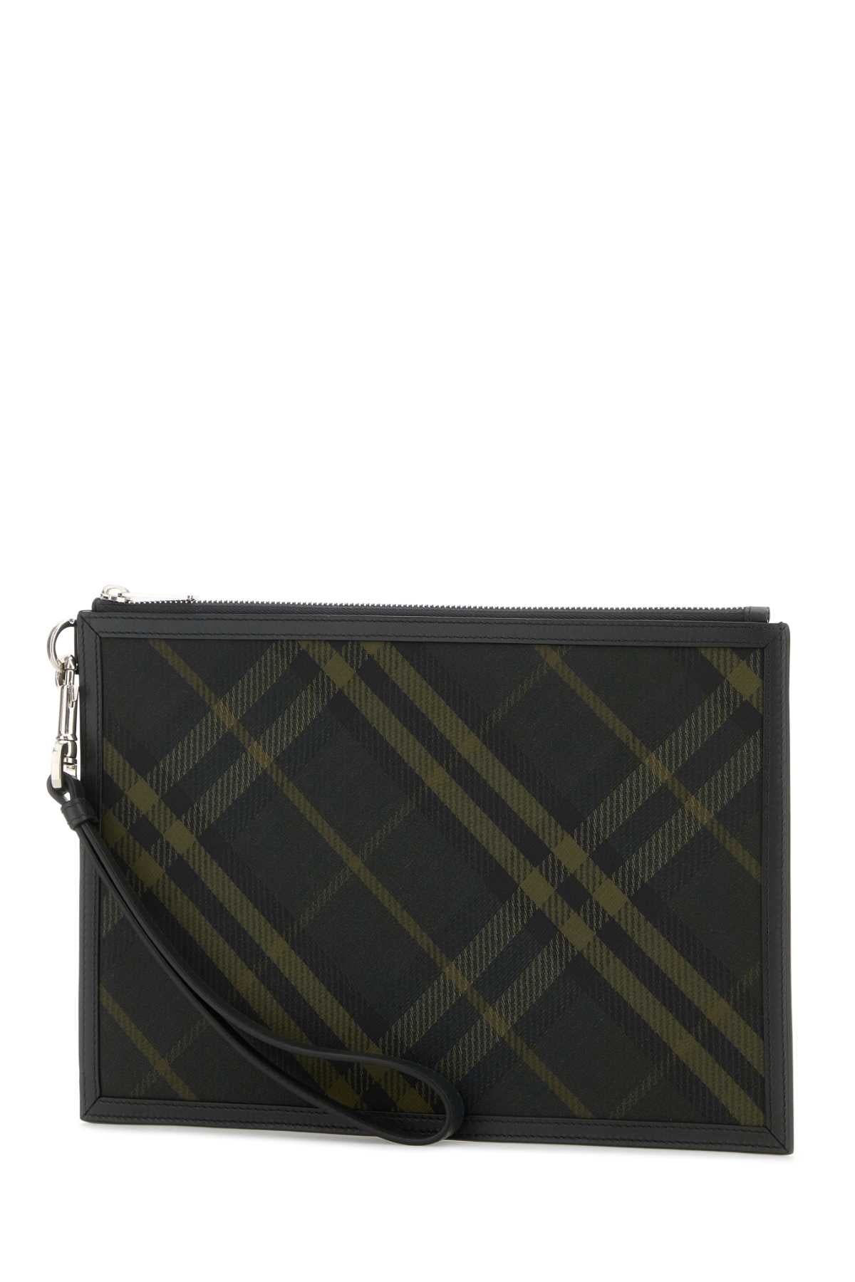 Burberry Men Embroidered Canvas Clutch