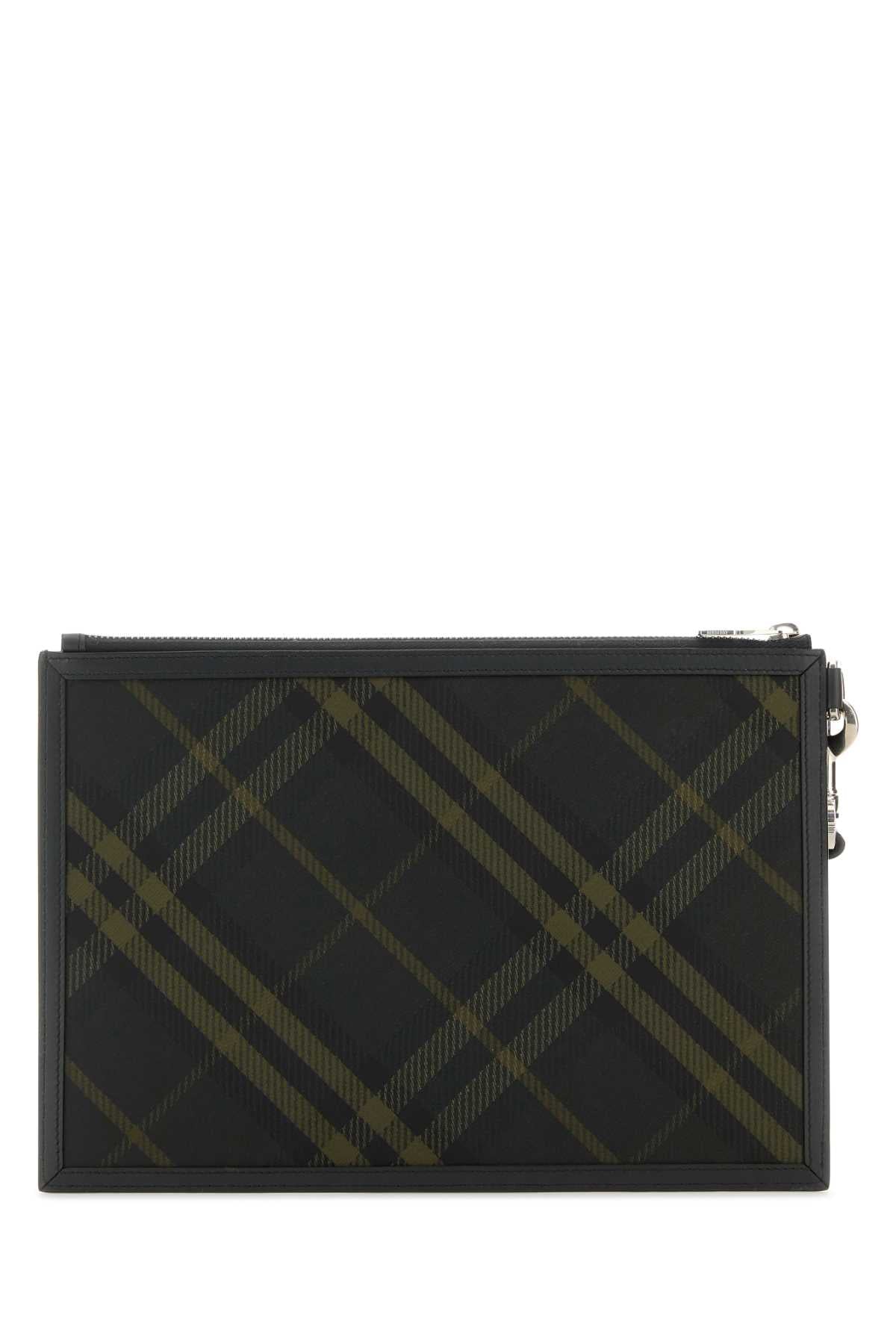 Burberry Men Embroidered Canvas Clutch