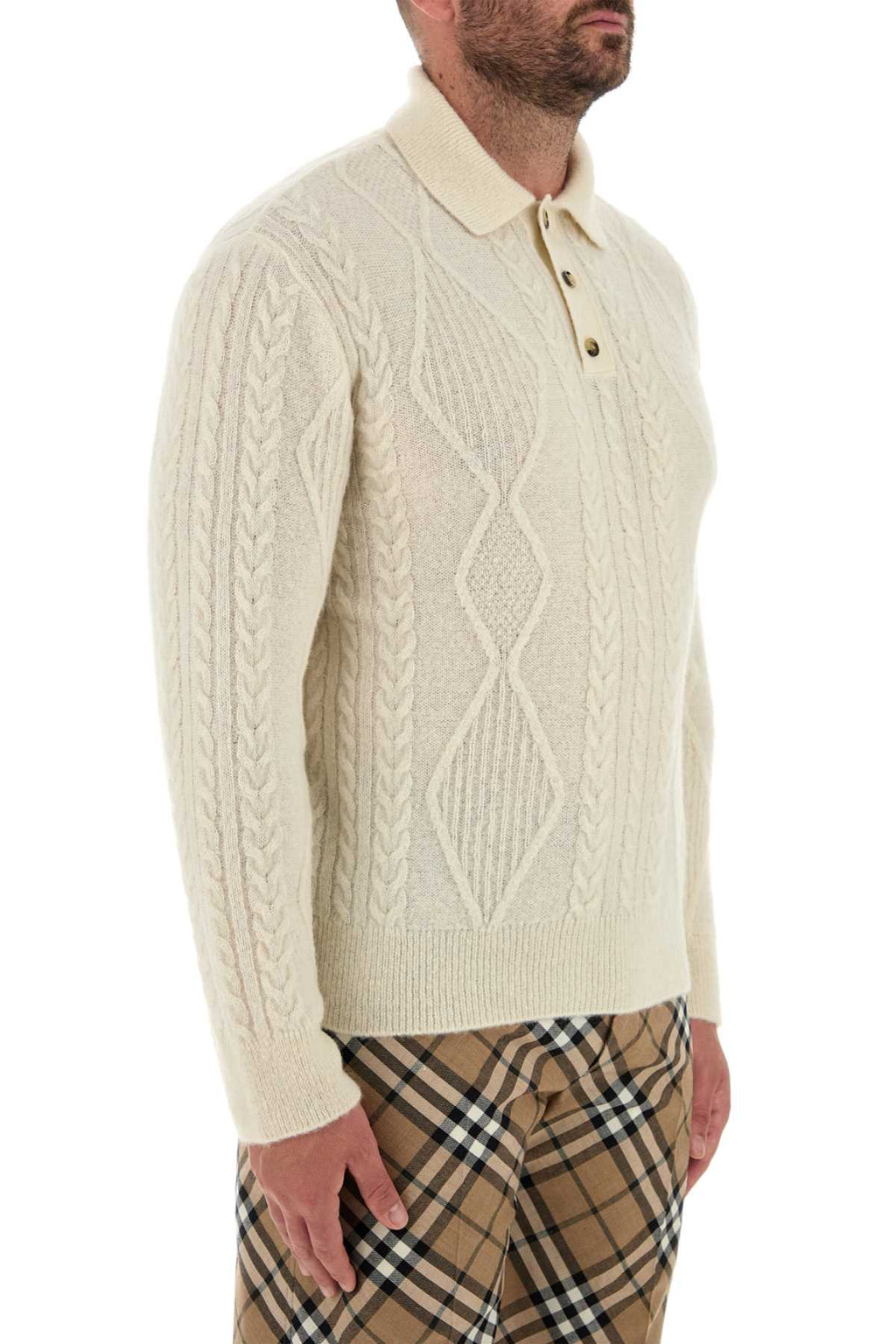 Burberry Men Ivory Alpaca Blend Sweater