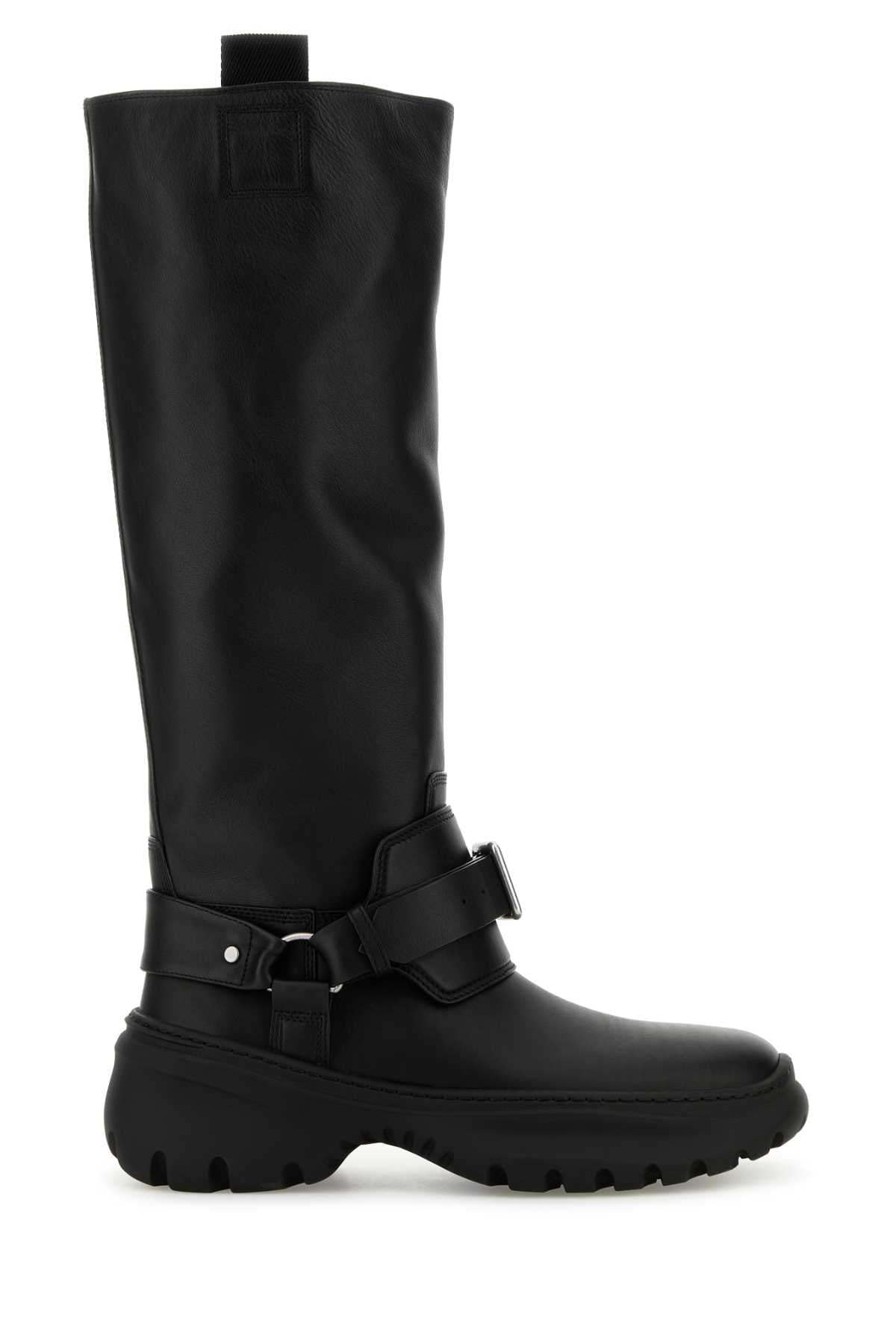 Burberry Women Black Leather Stomp Boots