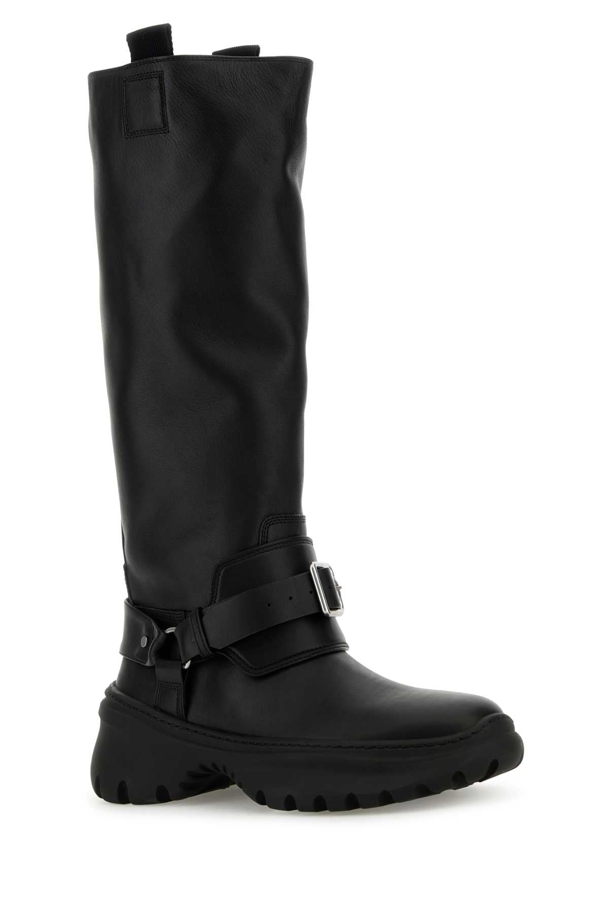 Burberry Women Black Leather Stomp Boots