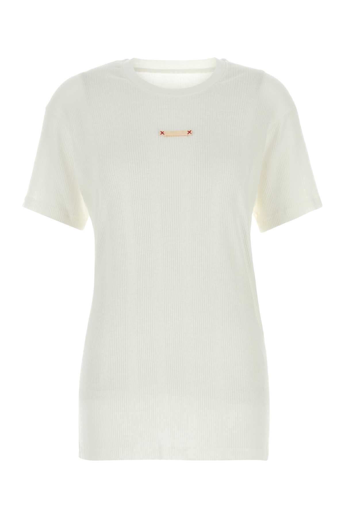 Maison Margiela Women White Cotton Blend T-Shirt