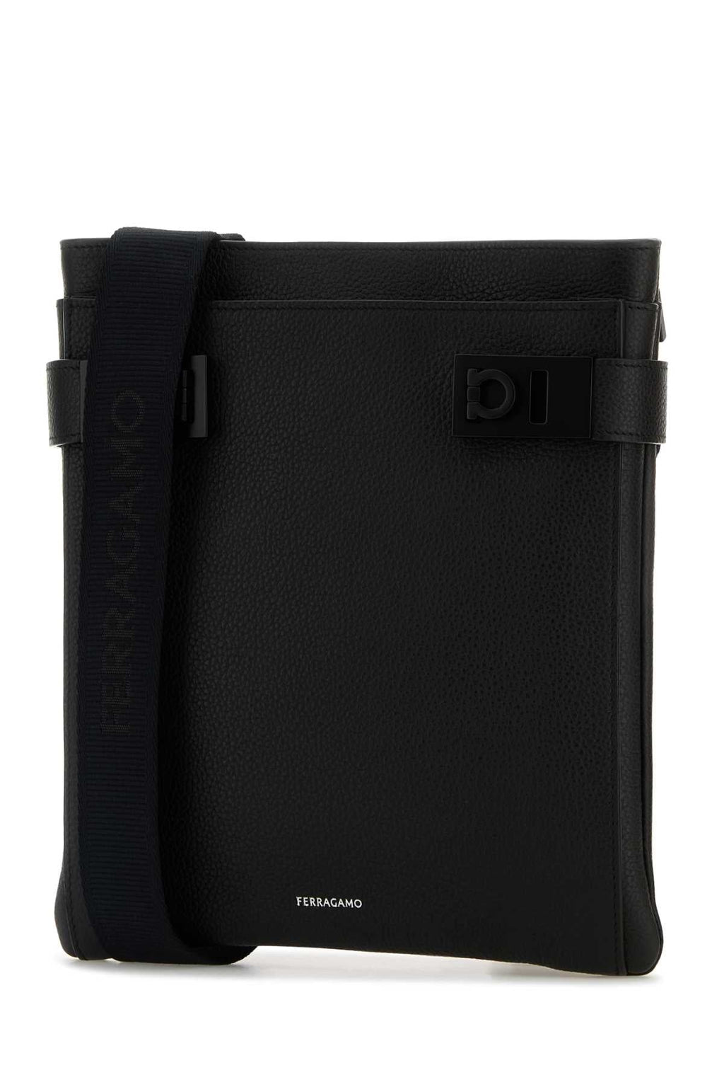 Bolsa transversal masculina Salvatore Ferragamo em couro preto
