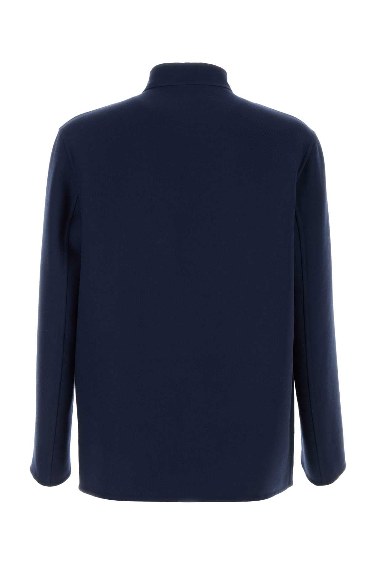 Valentino Garavani Men Navy Blue Wool Blend Jacket