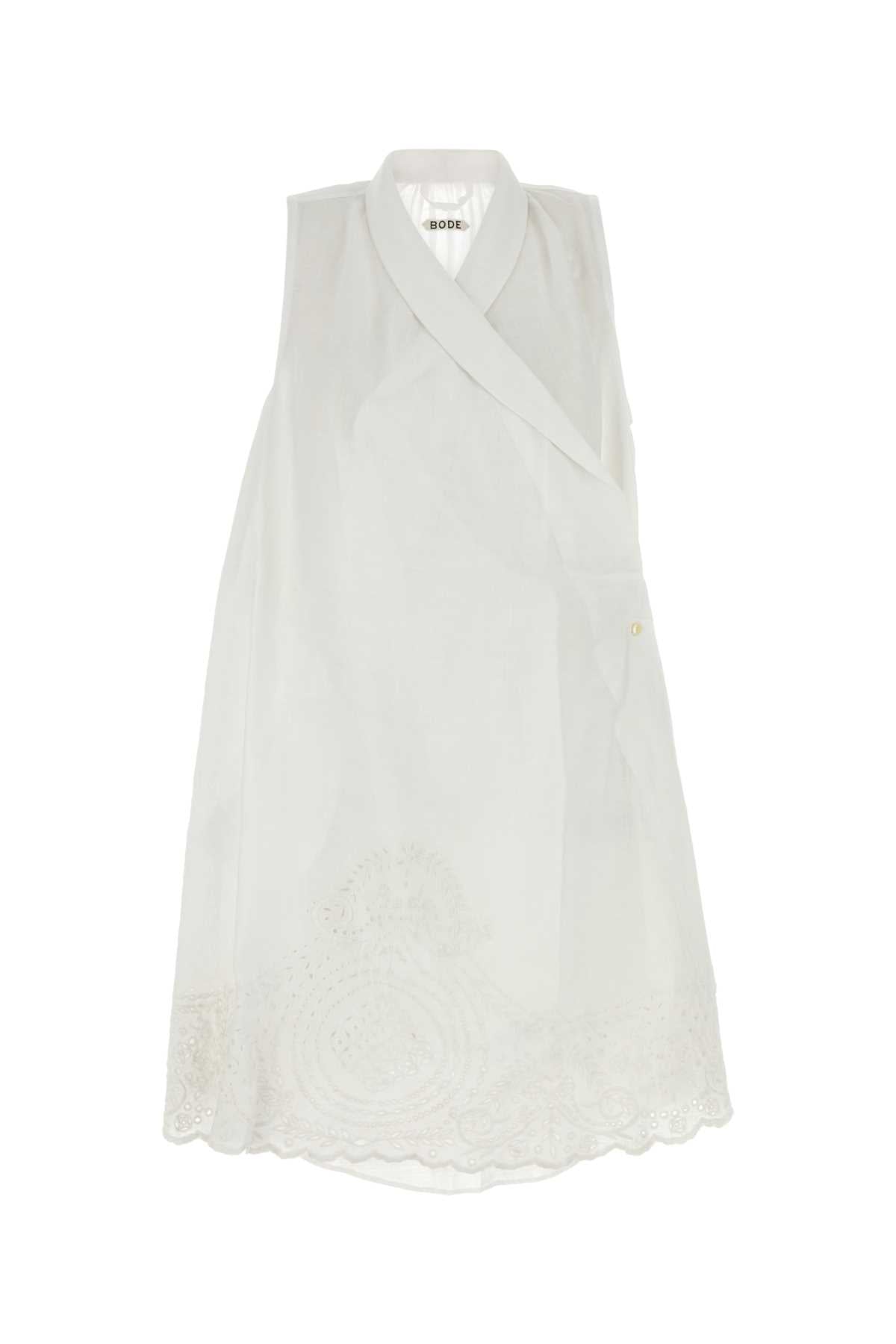 Bode Women White Linen Blevoir Dress
