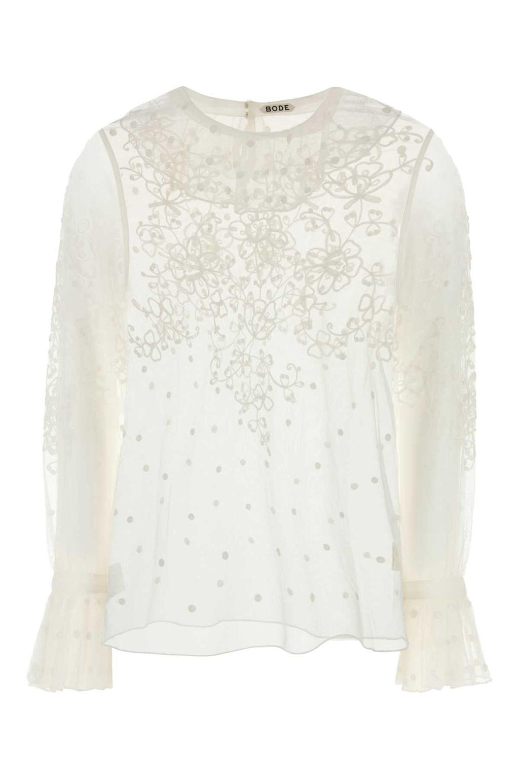 Bode Women White Mesh Middlemist Blouse