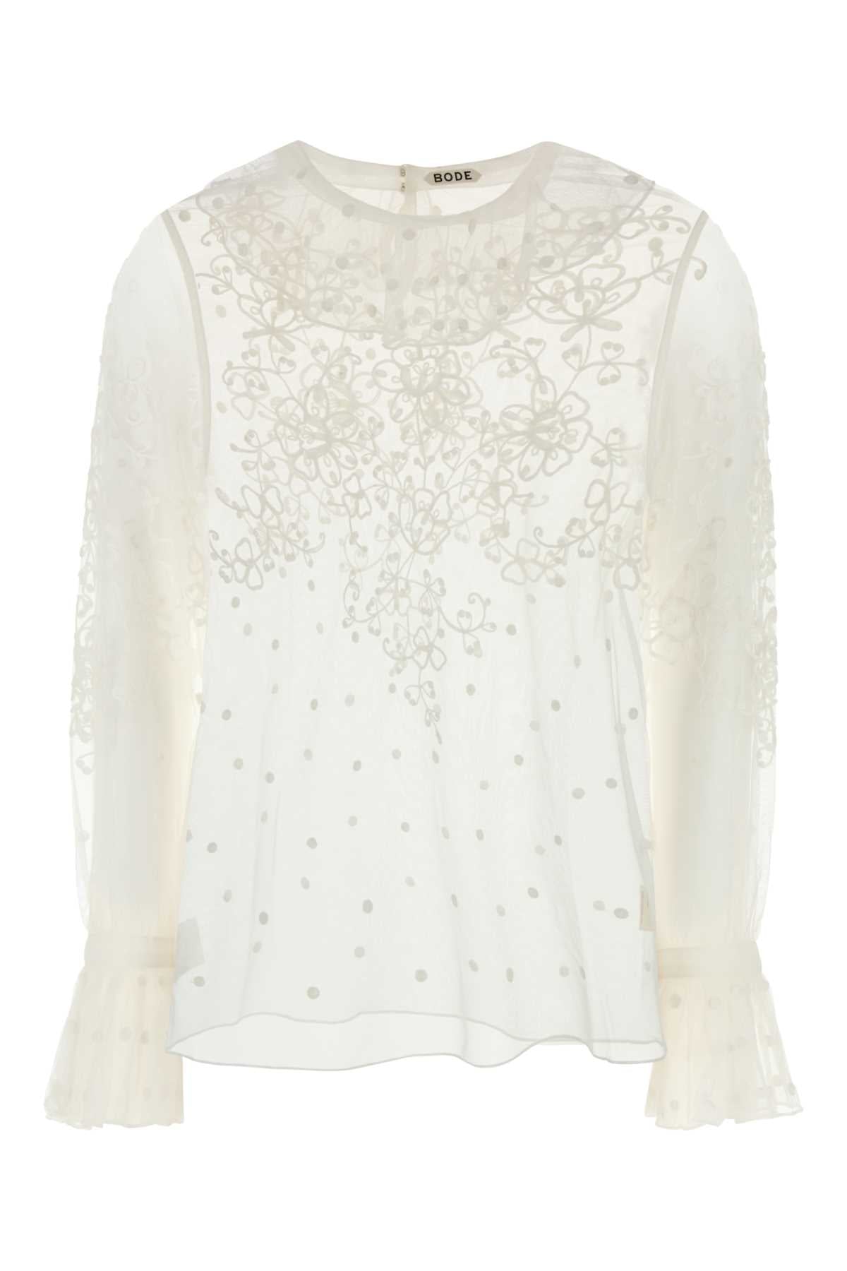 Bode Women White Mesh Middlemist Blouse