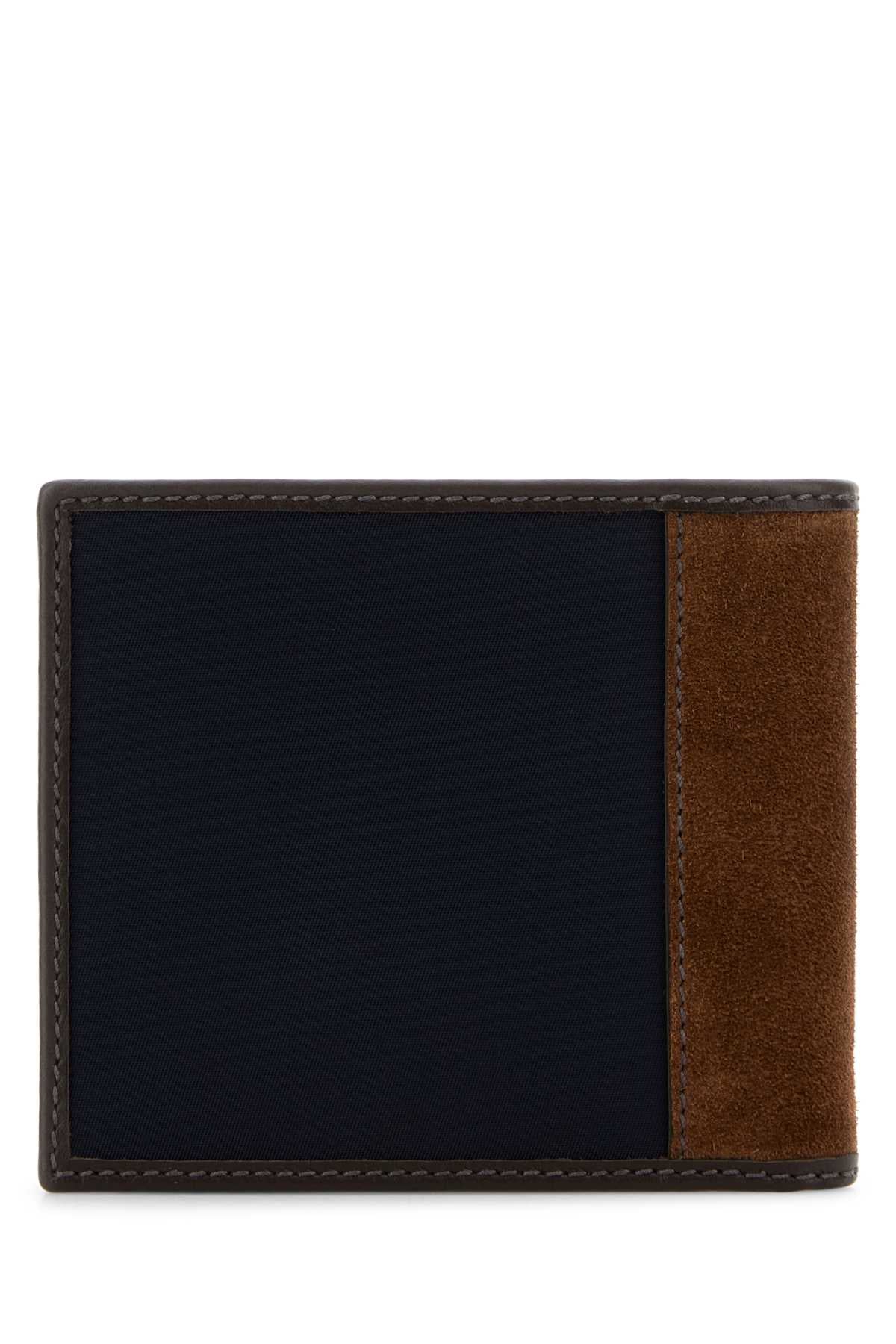 Prada Men Two-Tone Fabric And Suede Wallet