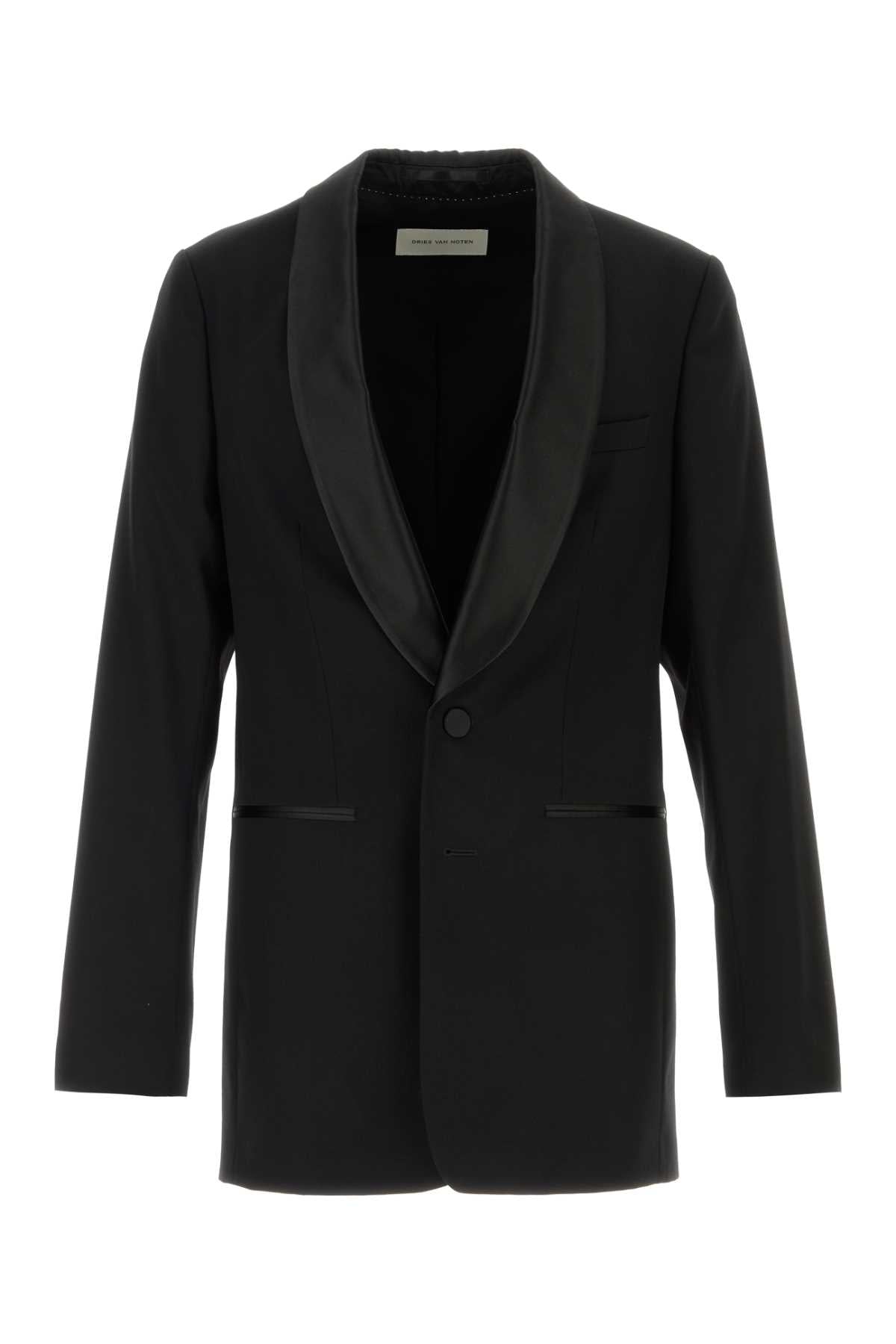 Dries Van Noten Men Black Wool Blend Bartux Blazer