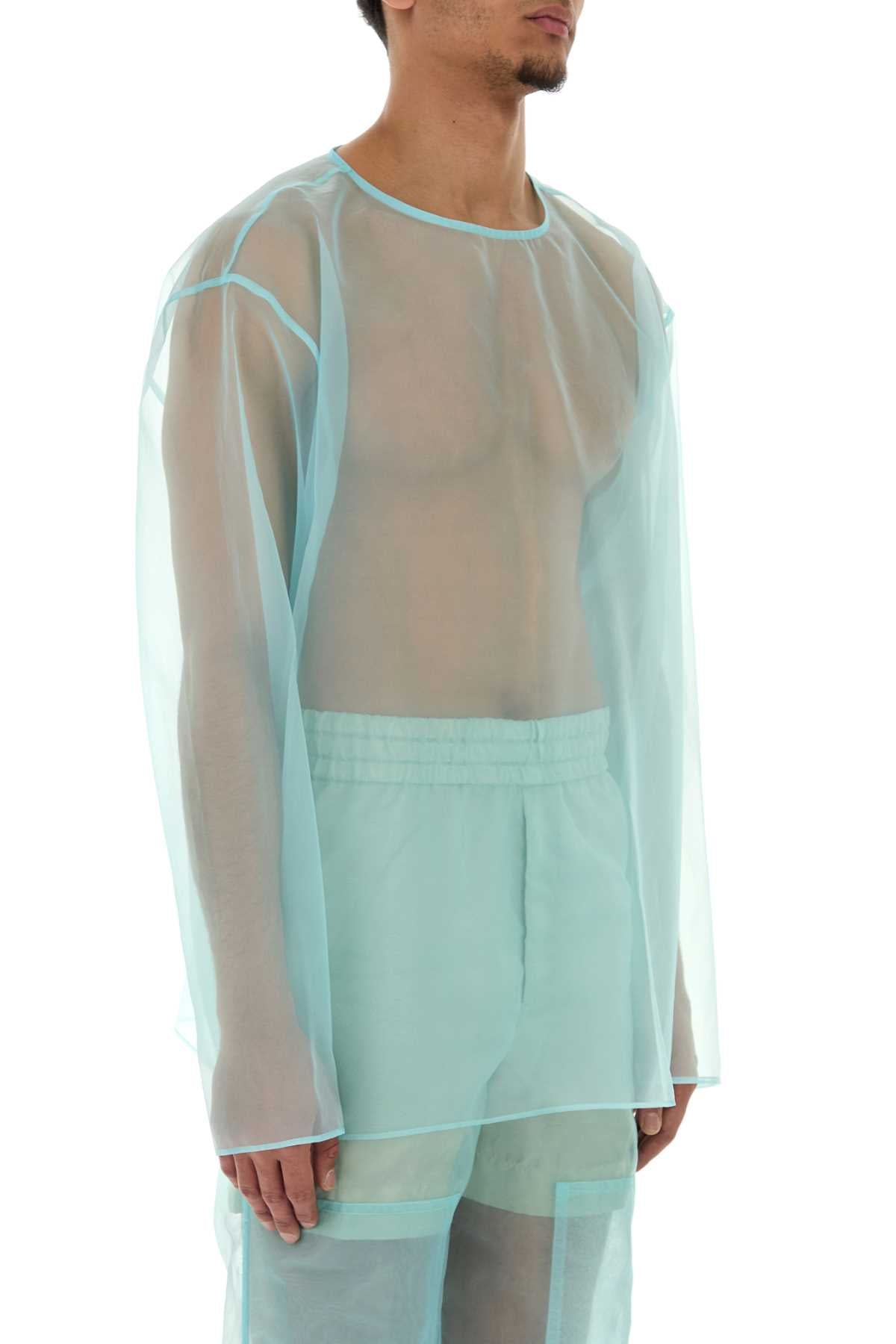 Dries Van Noten Men Light Blue Organza Camille Top