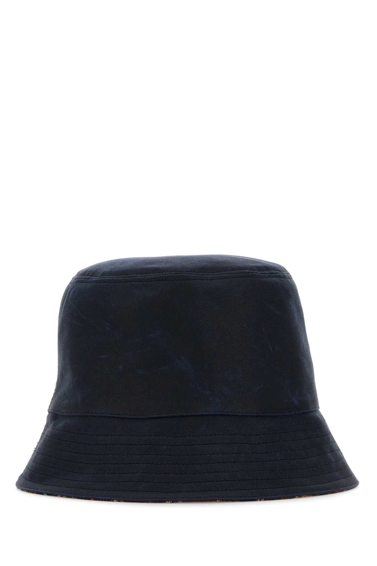 Loewe Men Navy Blue Canvas Reversibile Bucket Hat