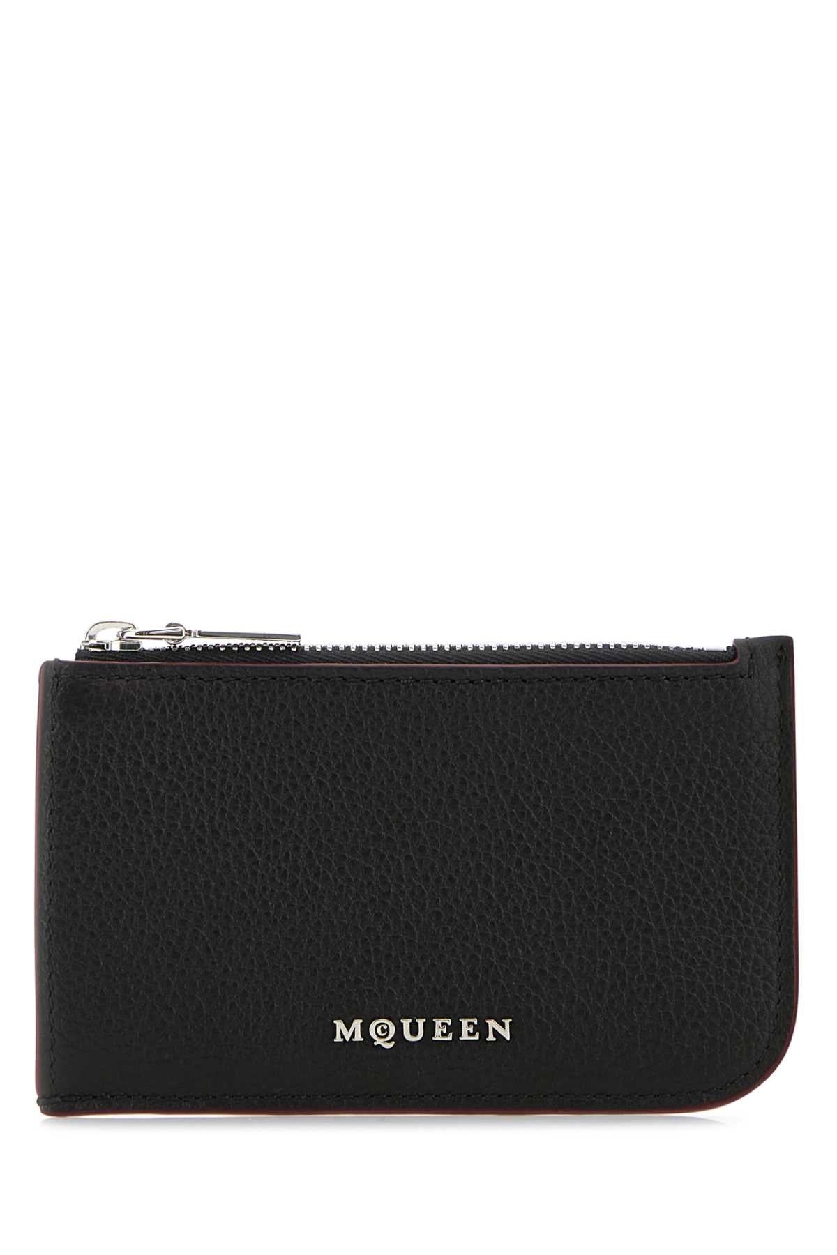 Alexander Mcqueen Men Black Leather Card Holder