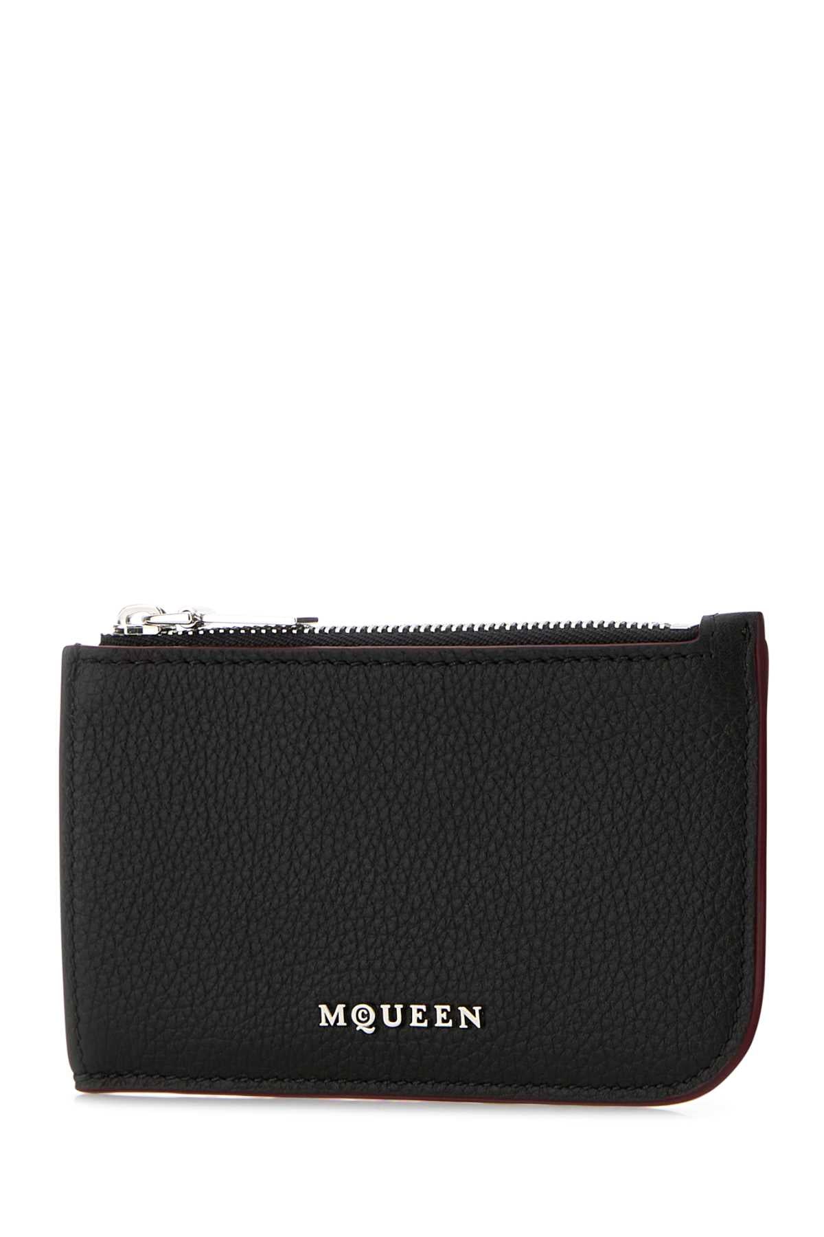Alexander Mcqueen Men Black Leather Card Holder