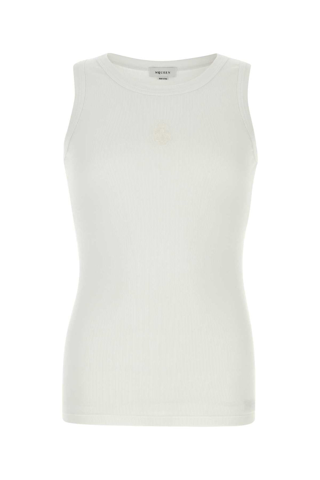 Alexander Mcqueen Men White Stretch Cotton Tank Top