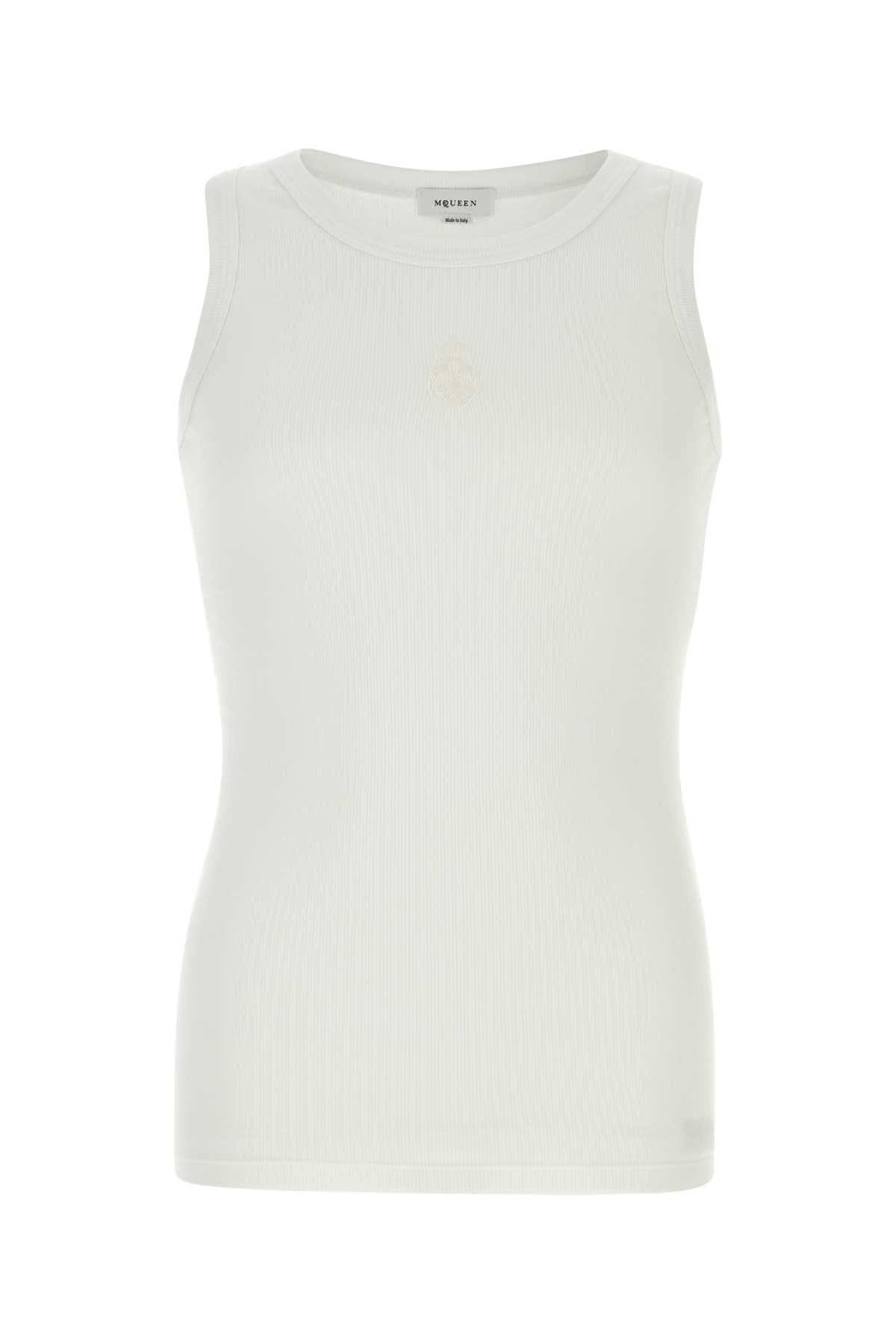 Alexander Mcqueen Men White Stretch Cotton Tank Top