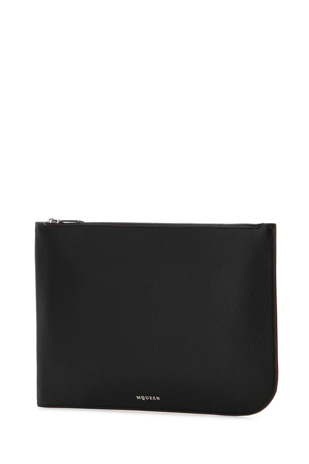 Alexander Mcqueen Men Black Leather Large Sling Pouch
